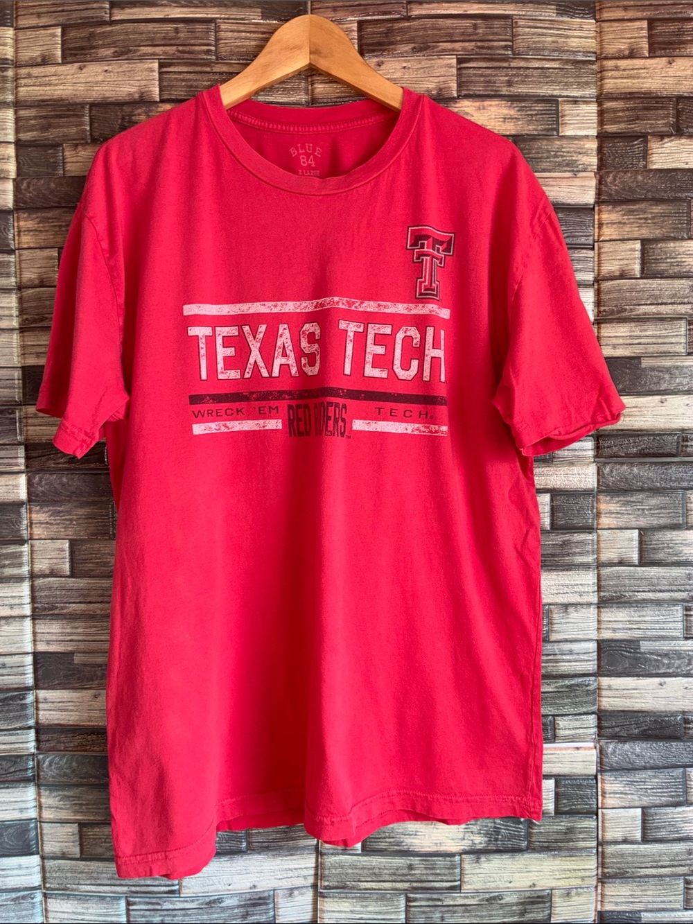 Used XL Blue 84 Red Texas Tech Graphic T-Shirt - Unbranded